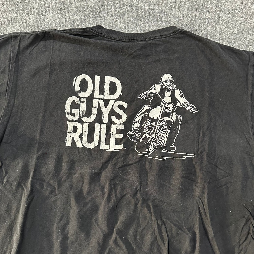 Old Guys Rule T-Shirt Mens Size 2X Black Cotton Motorcycle Biker Graphic Tee